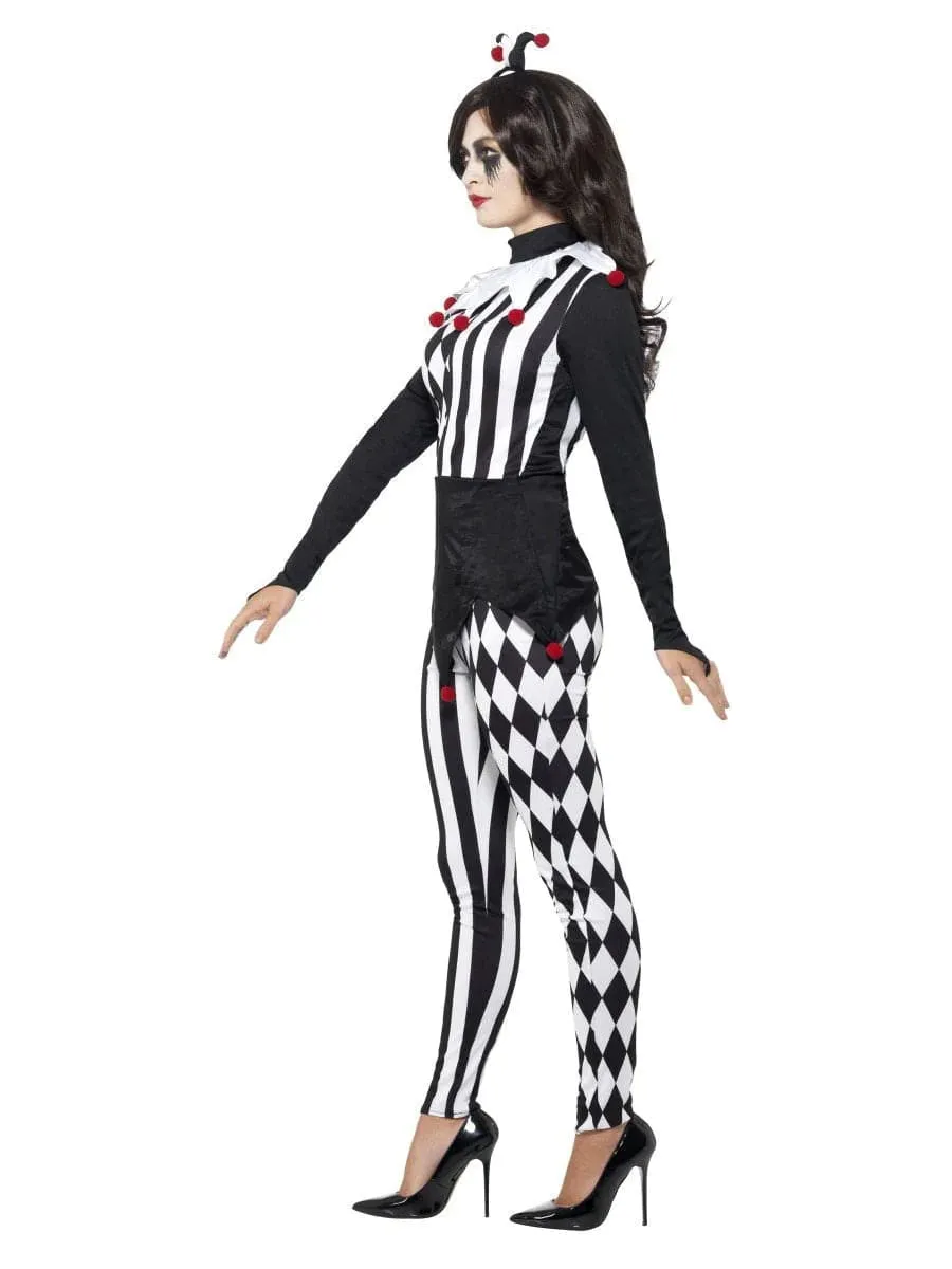 Female Jester Halloween Costume Black & White