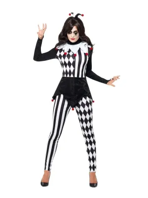 Female Jester Halloween Costume Black & White