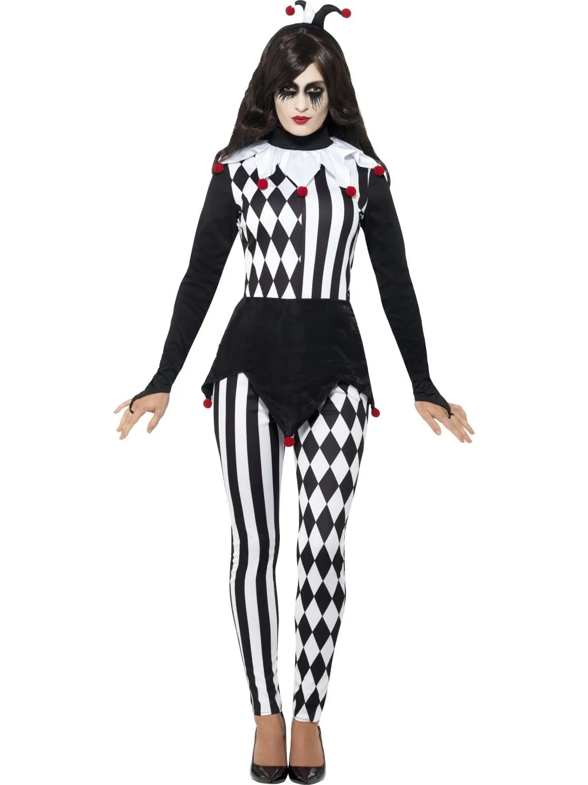 Female Jester Halloween Costume Black & White