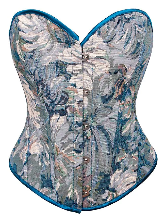 Floral Lace Up Boned Overbust Corset Bustier Bodyshaper Top