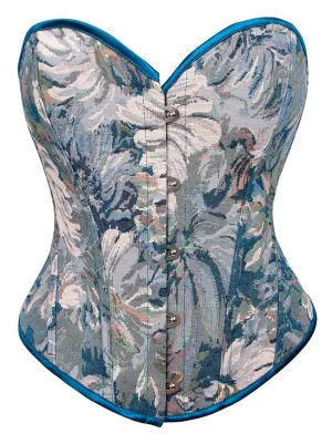 Floral Lace Up Boned Overbust Corset Bustier Bodyshaper Top