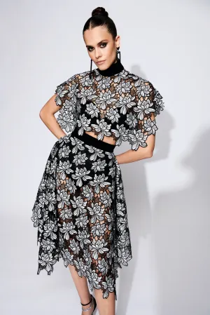 Floral Laser Cut Lace Cape Top