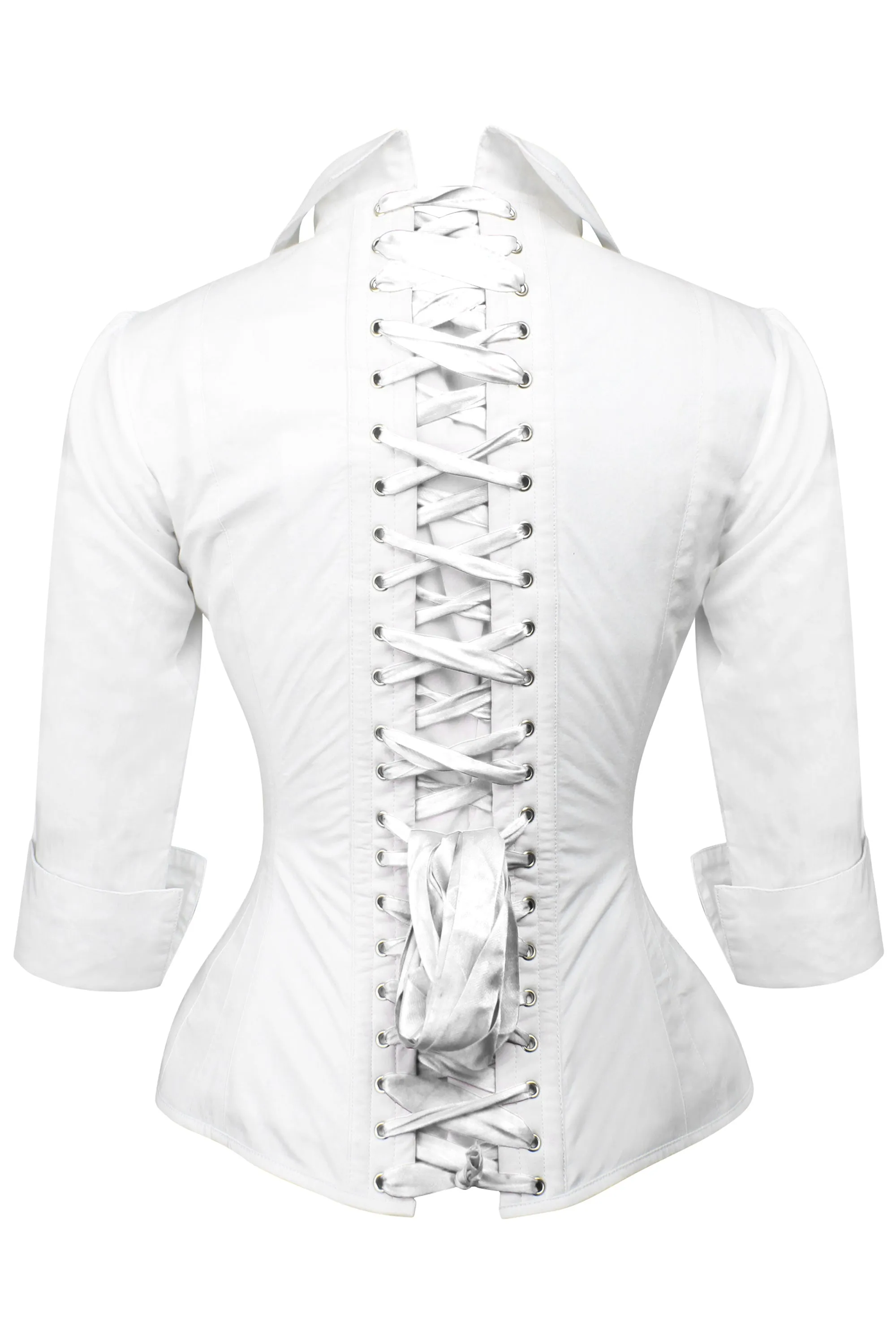 Full Steel Boned White Corset Shirt