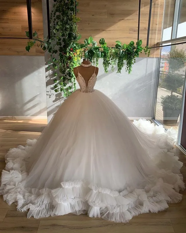 Gorgeous Light Blue Tulle Quinceanera Dresses Ruffles Sexy V-Neck Princess Ball Gowns vestidos de quinceañera Sweet 16 Dress