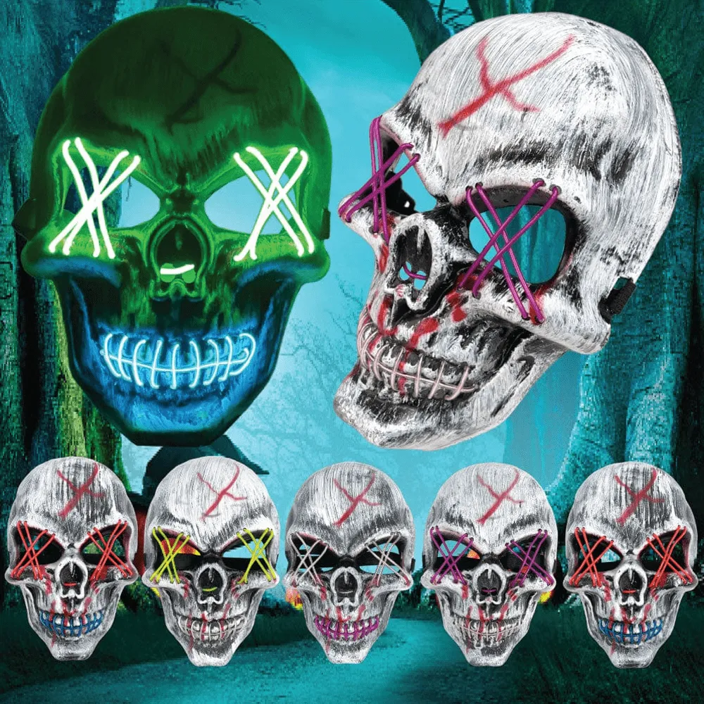Halloween LED Light Up Scary Skull Purge Mask