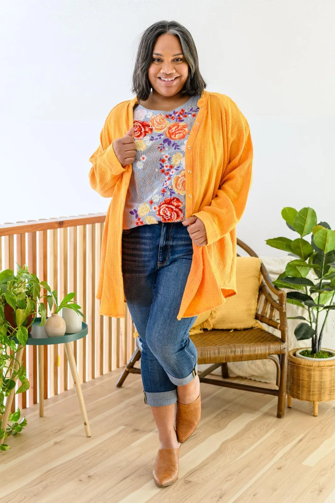 Hazel Blues® | Canopy Of Crushes Striped Floral Top