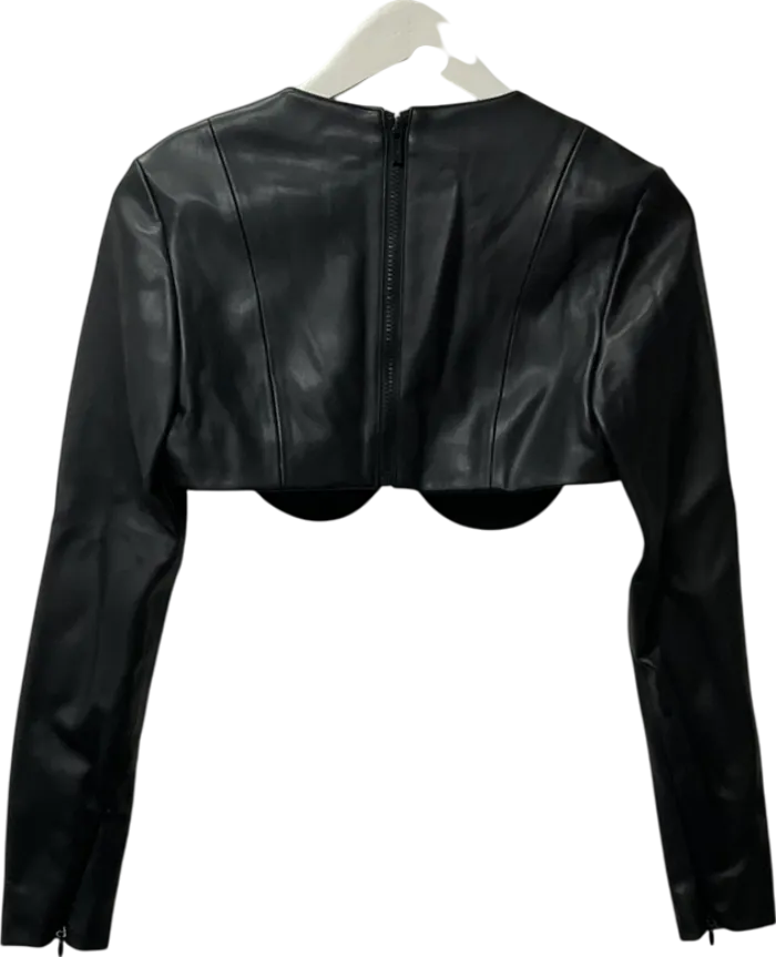 House of CB Esme Black Vegan Leather Shaped Bust Top UK M