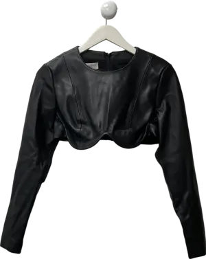 House of CB Esme Black Vegan Leather Shaped Bust Top UK M