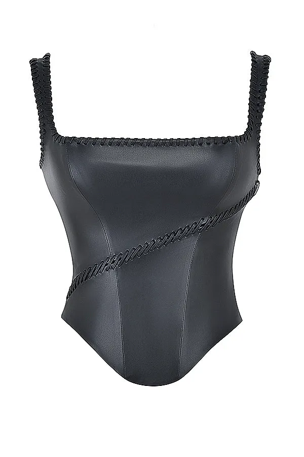 House of CB Leonie Black Vegan Corset UK XS