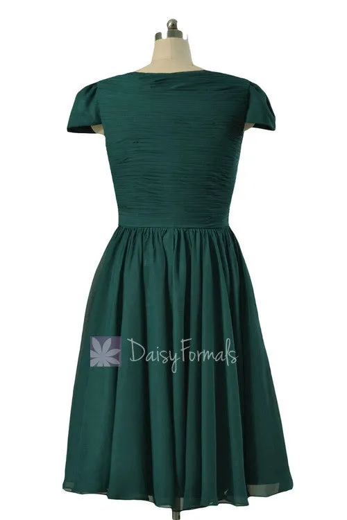 In stock,Ready to Ship - Plus Size Short Rich Peacock Bridesmaid Dress(BM5192S) - (Rich Peacock)