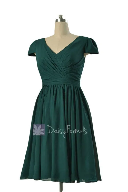 In stock,Ready to Ship - Plus Size Short Rich Peacock Bridesmaid Dress(BM5192S) - (Rich Peacock)