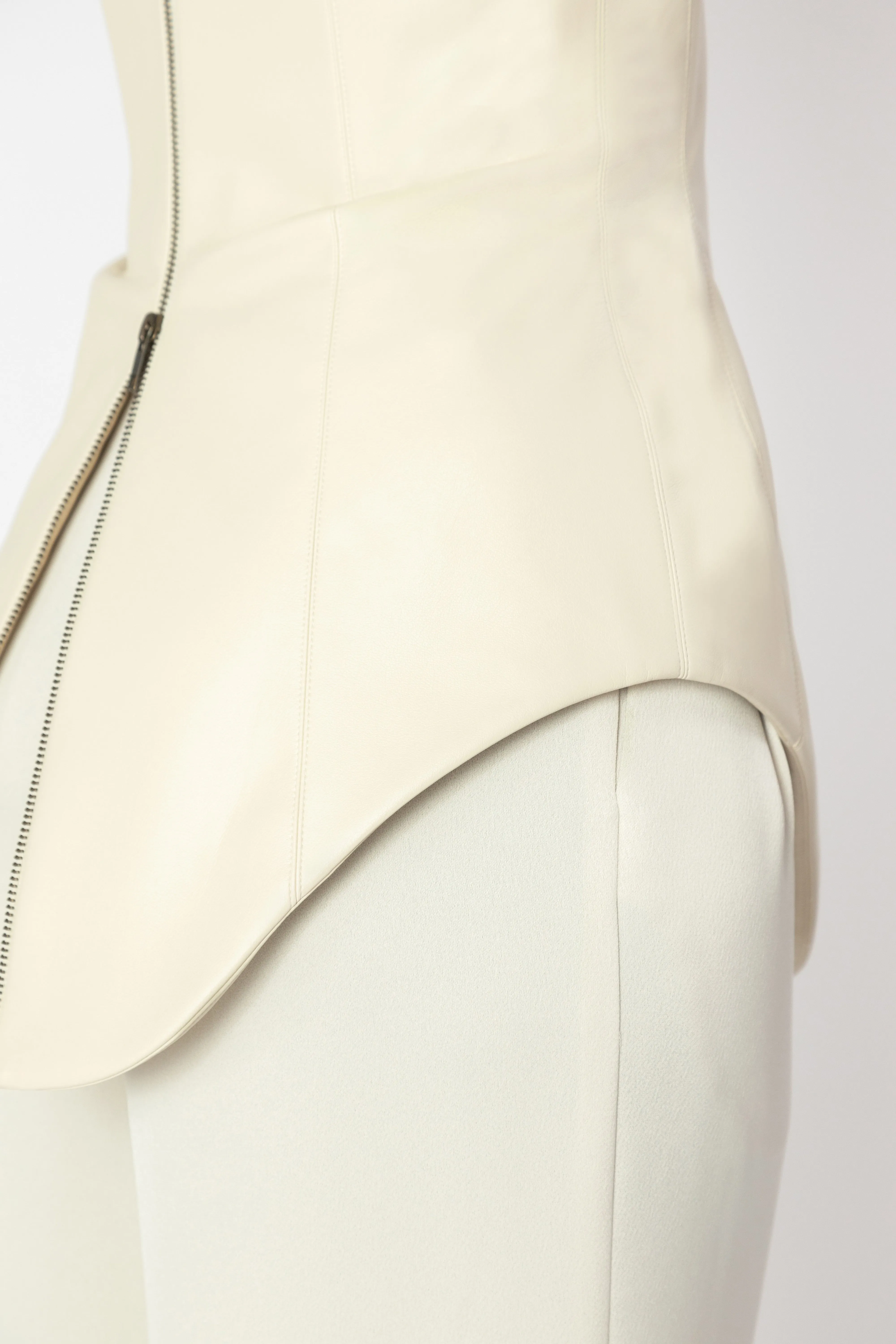 INDRA Cream Leather Corset Top