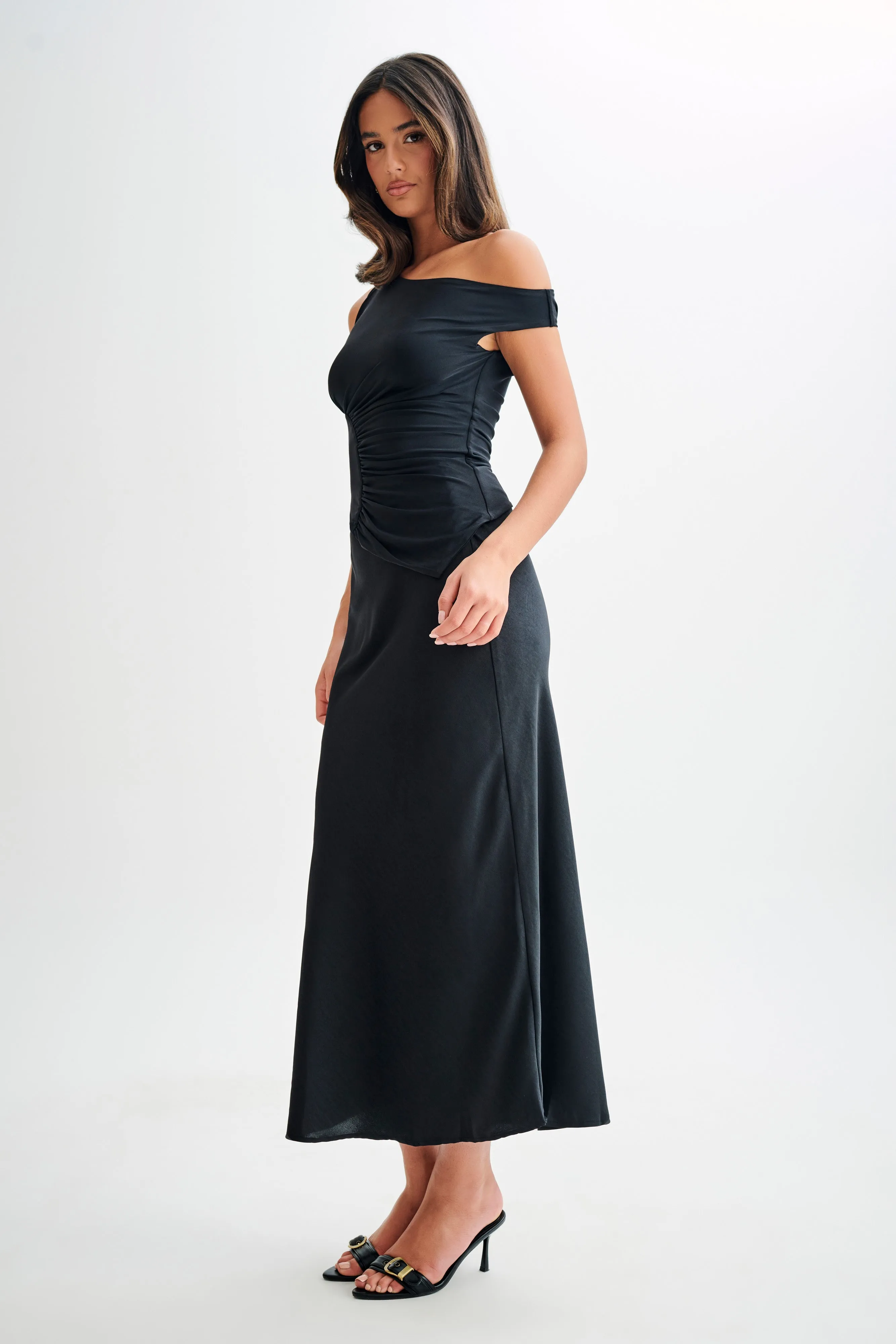 Irving Off Shoulder Slinky Top - Black