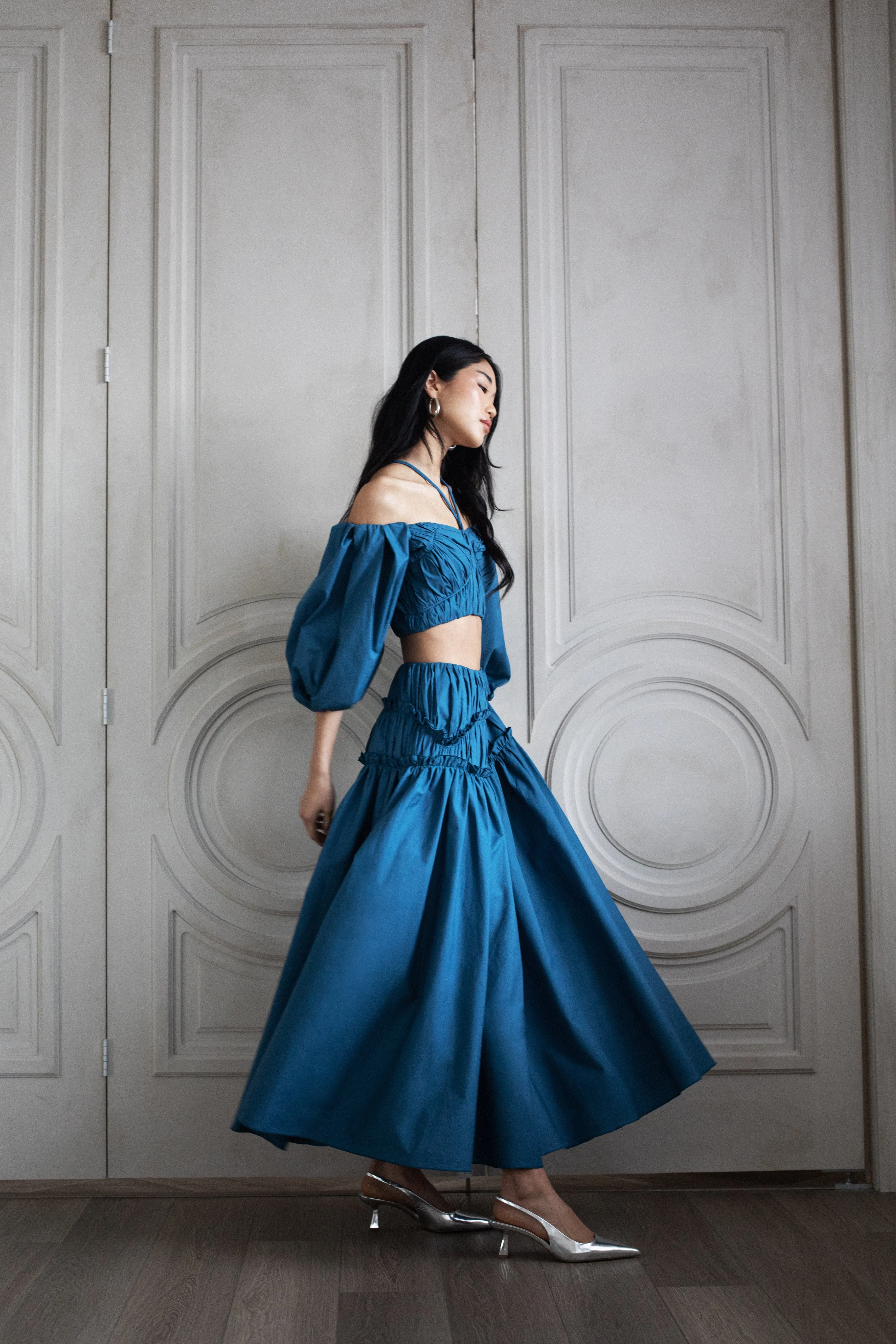 ISABELLA RUCHED TOP PRUSSIAN BLUE
