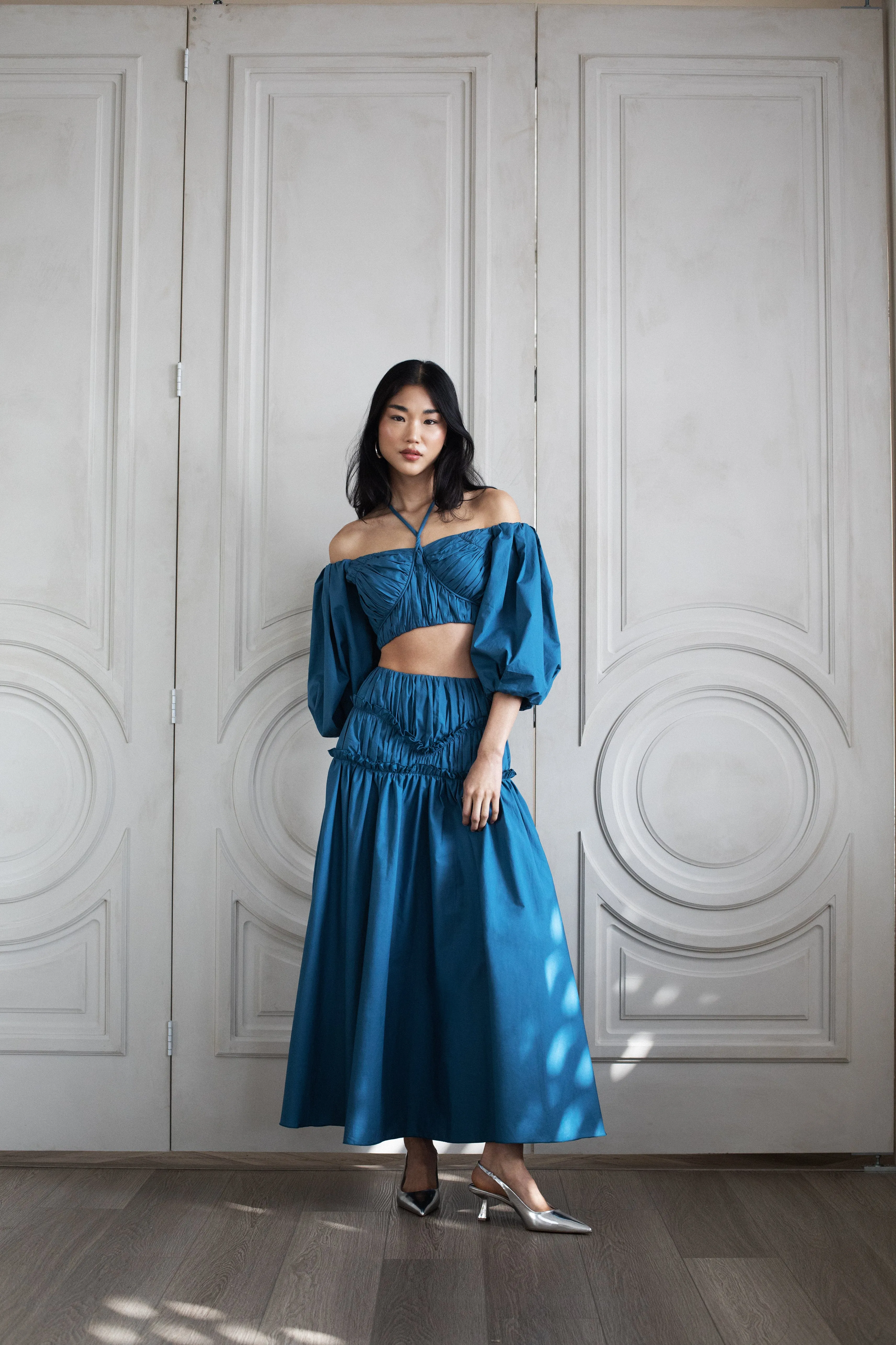 ISABELLA RUCHED TOP PRUSSIAN BLUE