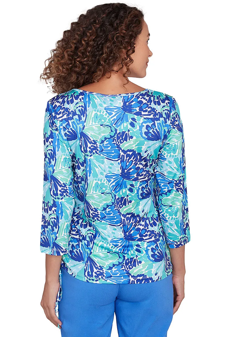 It Had To Be Blue Triple Keyhole Top