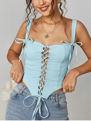 Jacquard Tie Up Corset Top