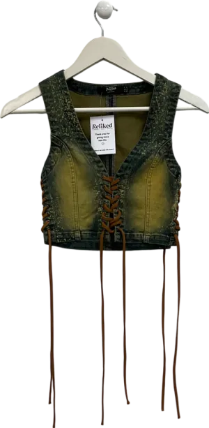 Jaded London Blue Genesis Denim Lace Up Corset UK 6