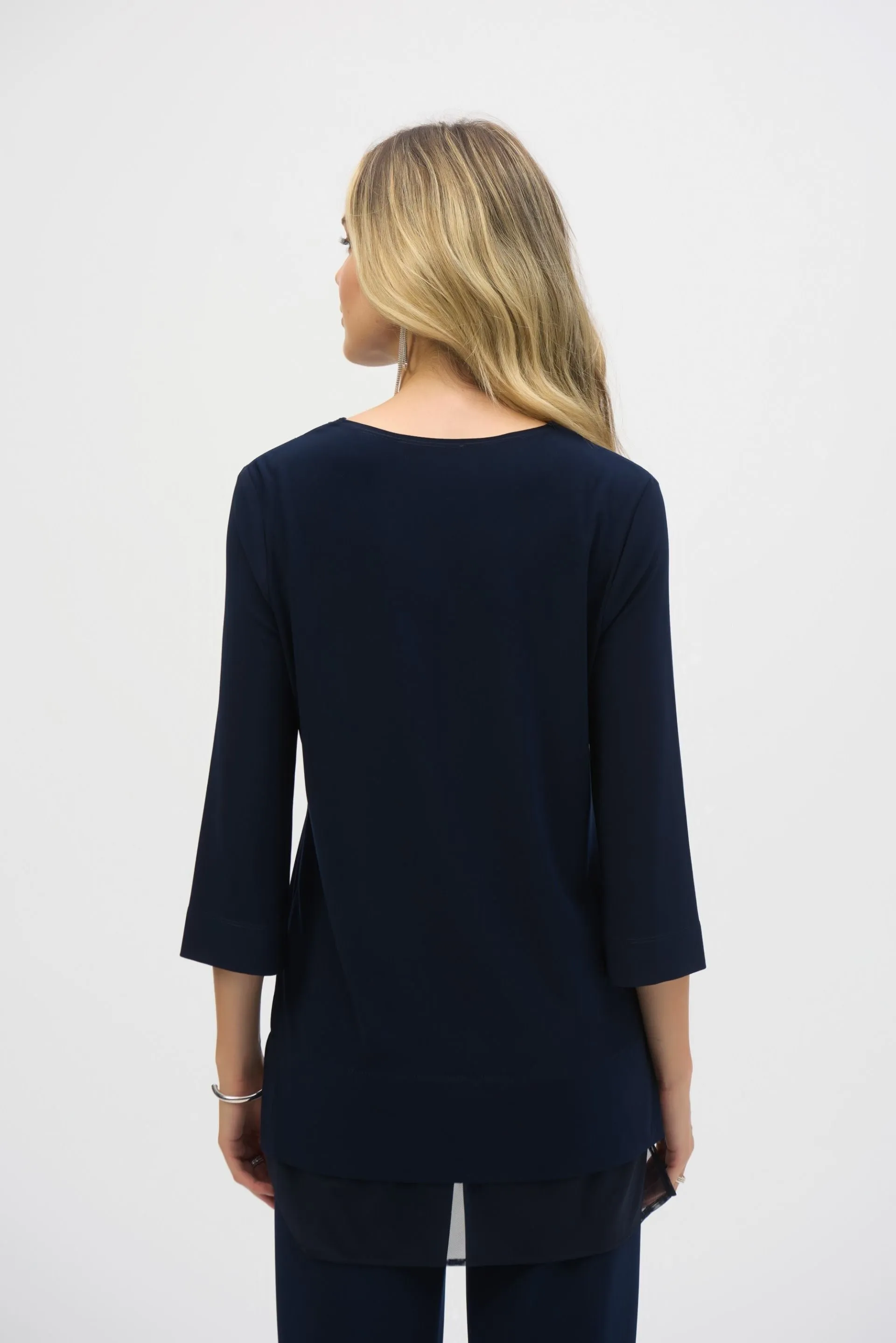 Joseph Ribkoff Studded Cutout Neck Tunic Top 243109