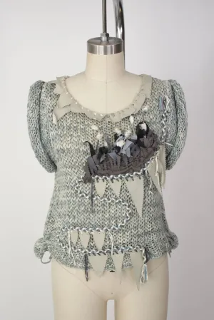 Knit Leather Appliqué Top