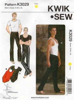 Kwik Sew K3029 Mens Stretch Dance Wear Out Of Print Sewing Pattern Size S - XL UNCUT Factory Folded
