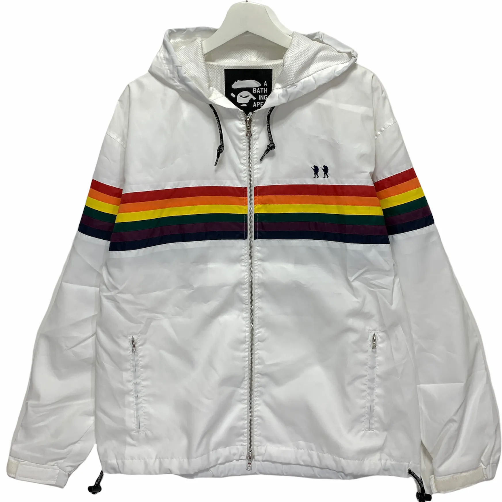 [L] A Bathing Ape Bape Vintage Footsoldier Rainbow Nylon Hooded Jacket