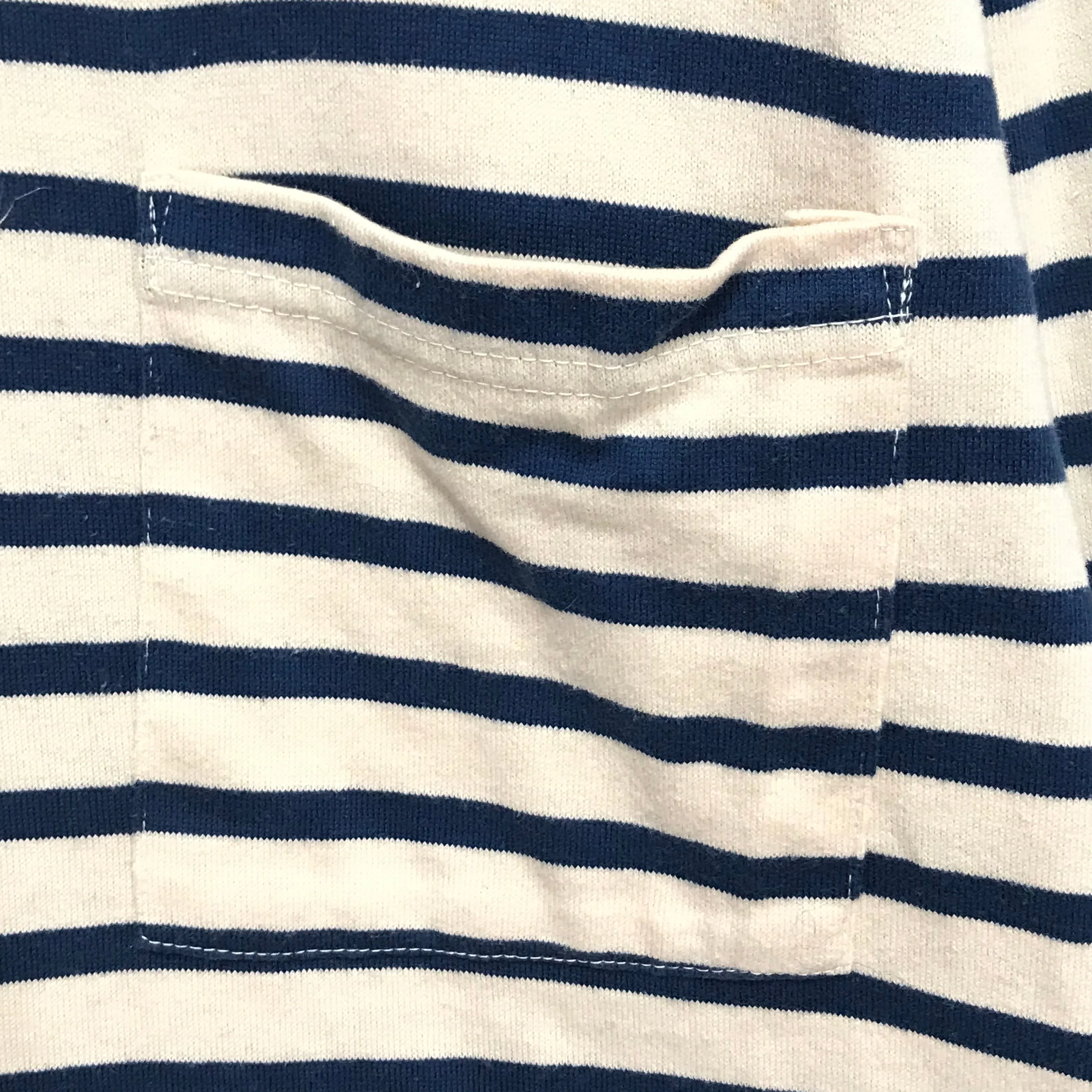 [L] Kapital Navy Border L/S Tee Beige/Blue