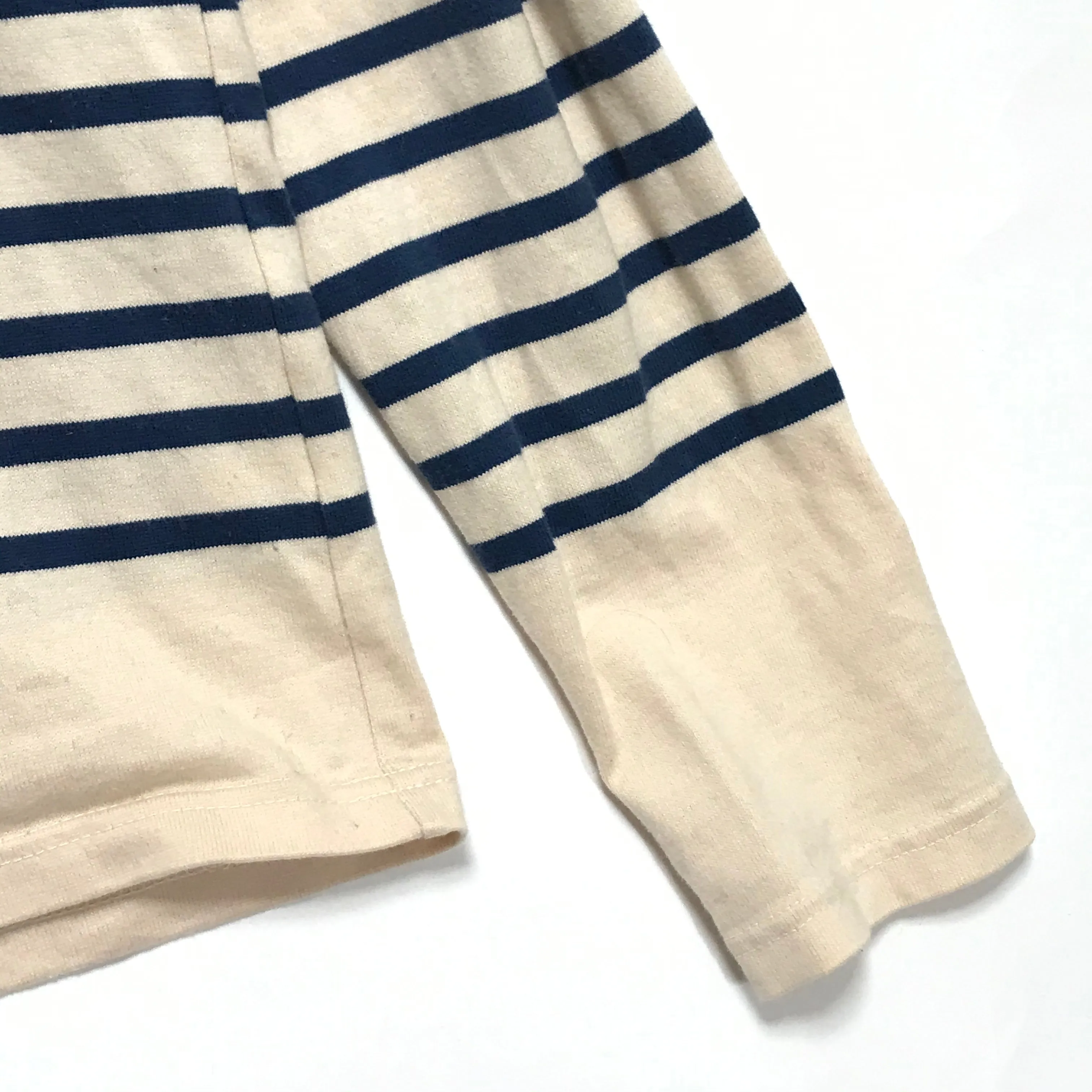 [L] Kapital Navy Border L/S Tee Beige/Blue