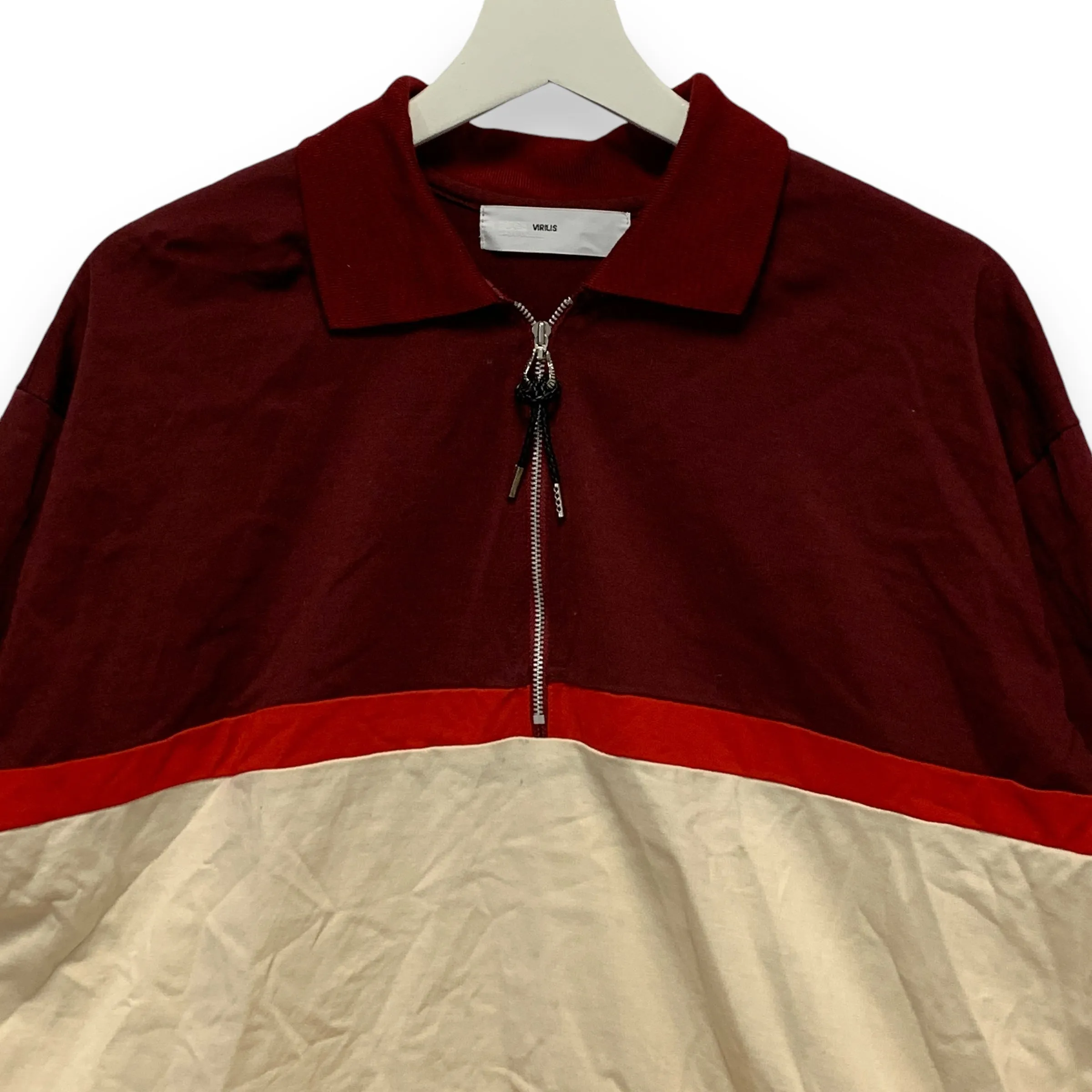 [L] Toga Virilis Border Panel Quarter Zip L/S Rugby Shirt