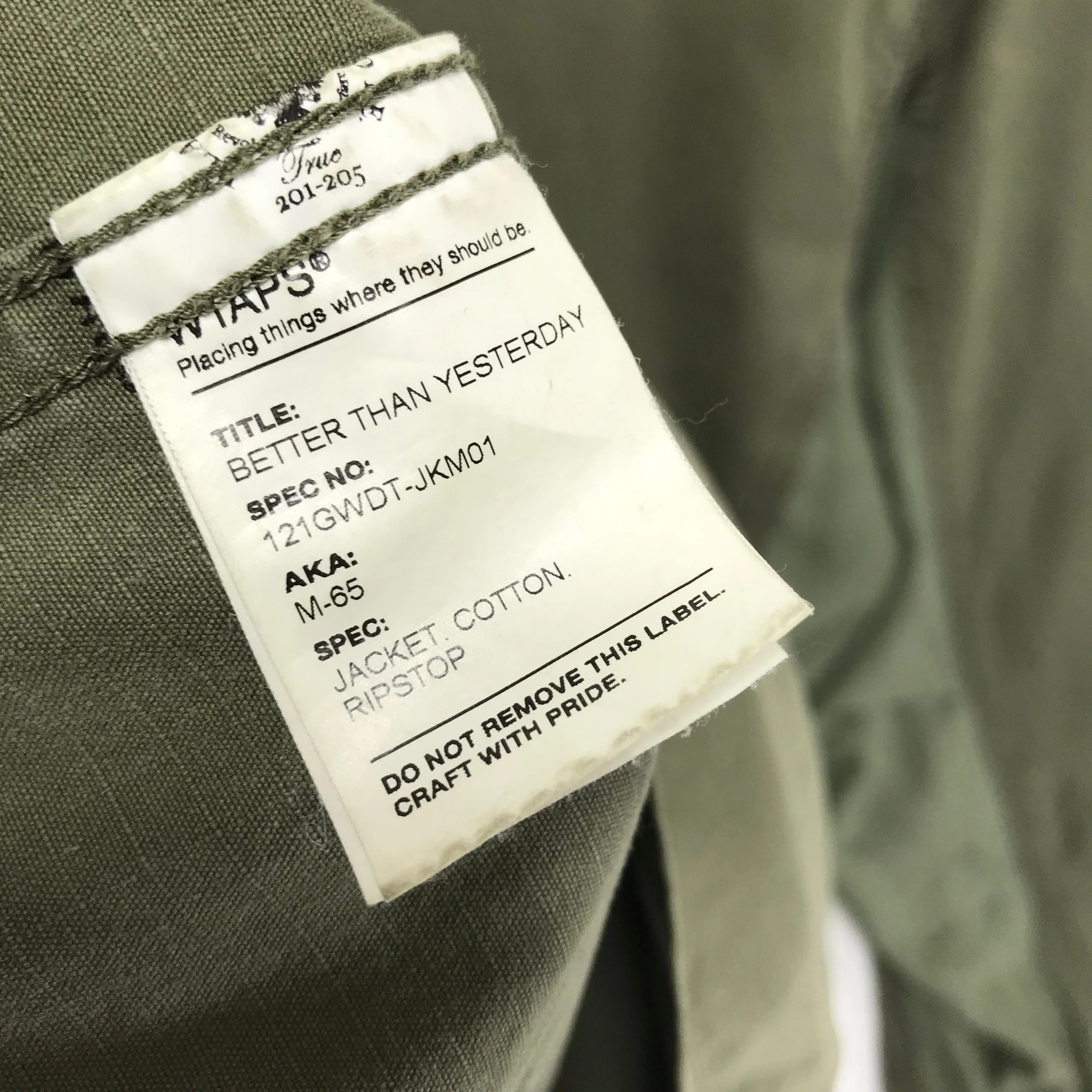 [L] WTaps12SS Ripstop M-65 Jacket Olive