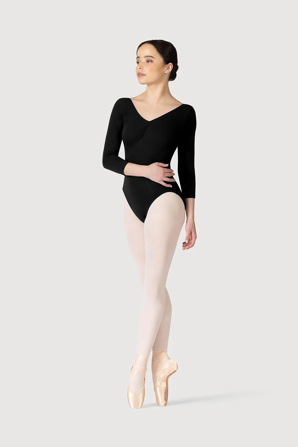 L0439 - Bloch Page Gathered ¾ Sleeve Womens Leotard