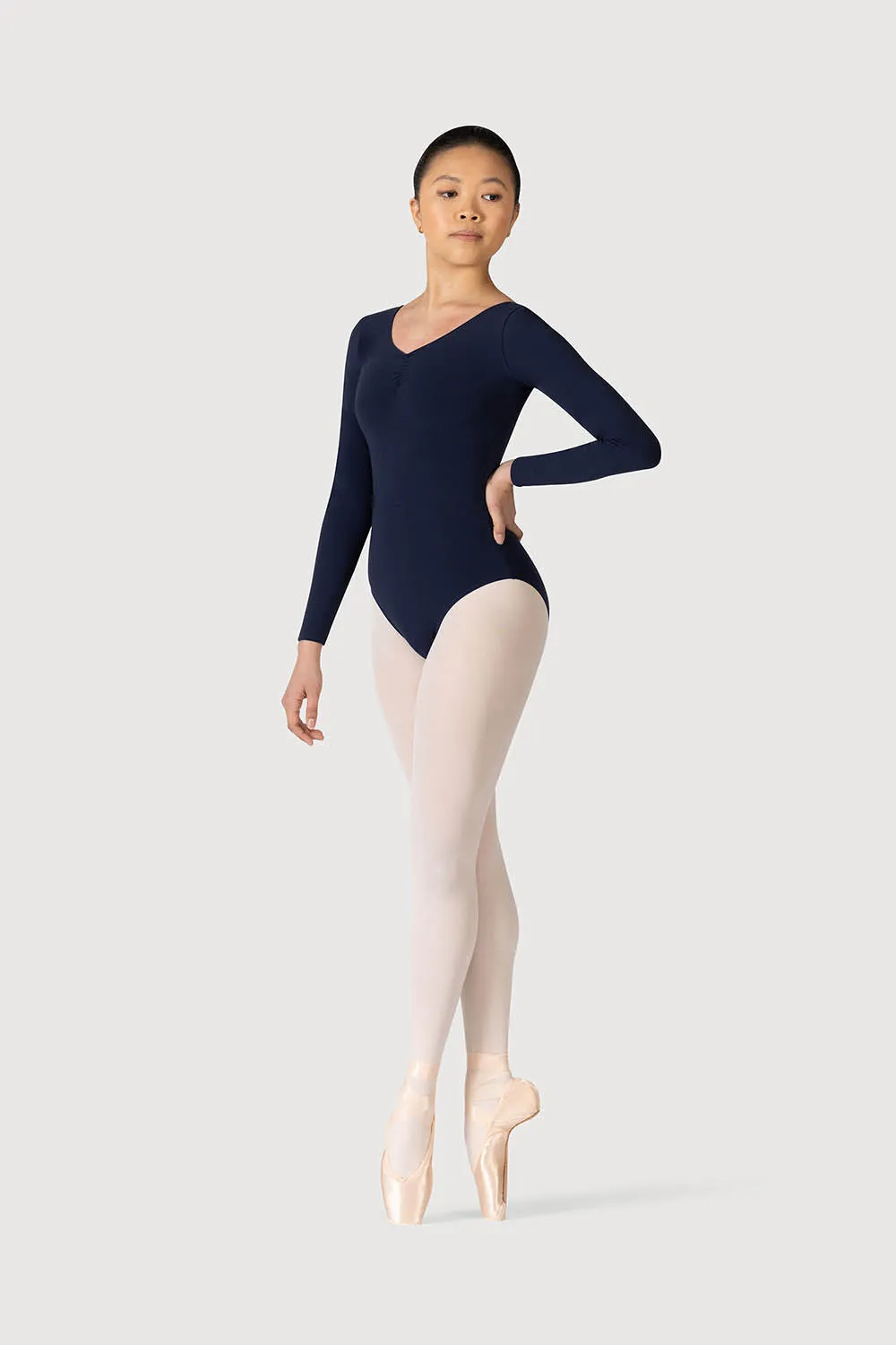 L0459 - Bloch Parla Gathered Long Sleeve Womens Leotard