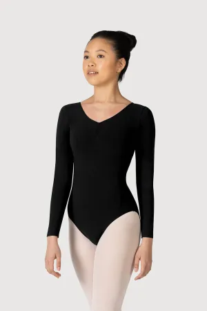 L0459 - Bloch Parla Gathered Long Sleeve Womens Leotard