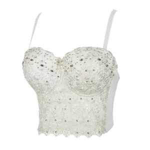 Lace Rhinestones Corset Party Banquet Hall Stage Corset Vest