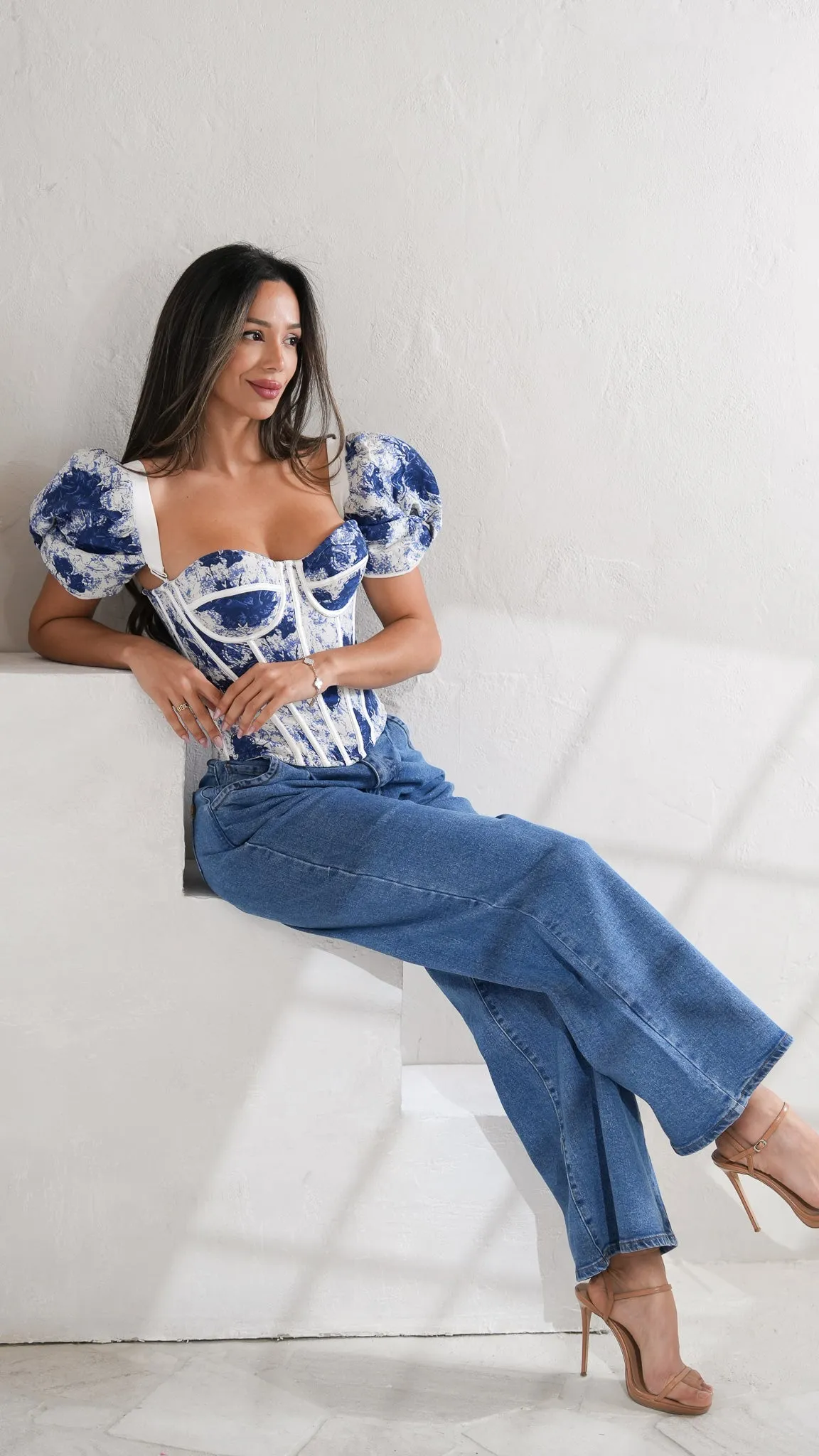 Lana Bustier top in blue