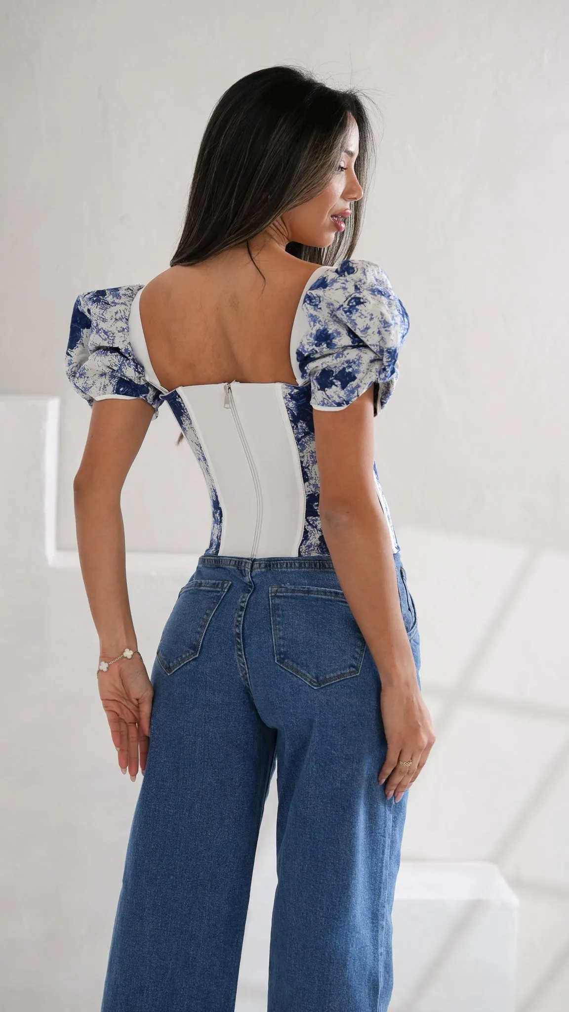 Lana Bustier top in blue
