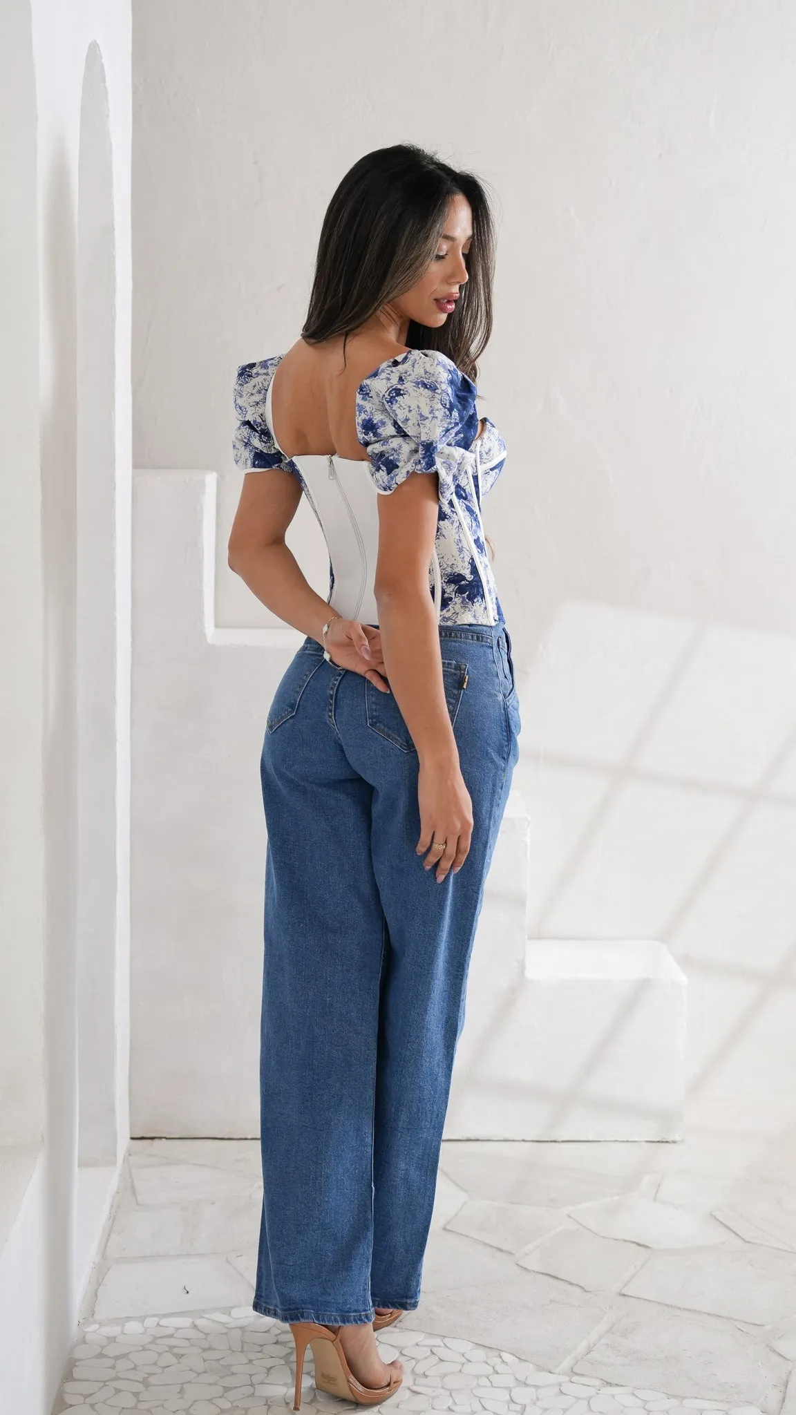 Lana Bustier top in blue
