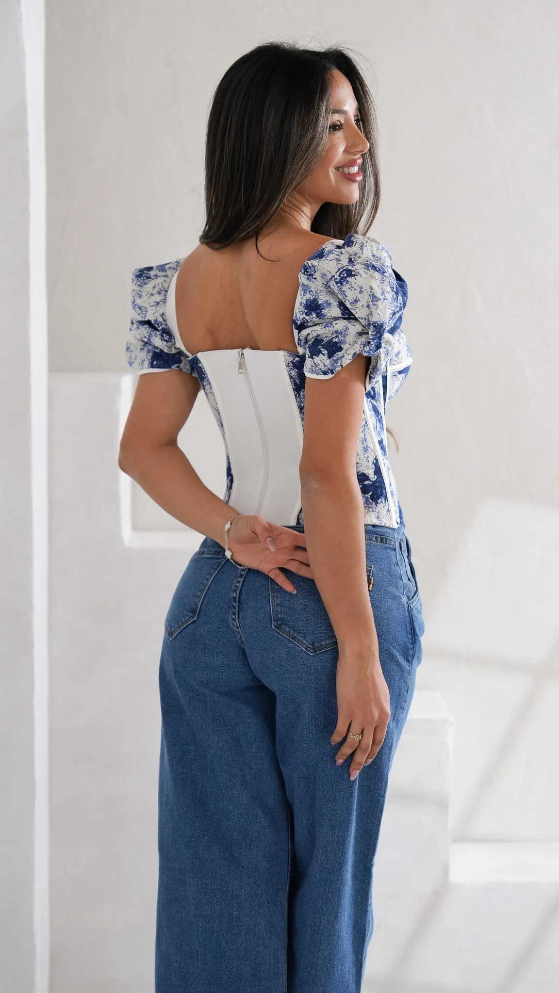 Lana Bustier top in blue