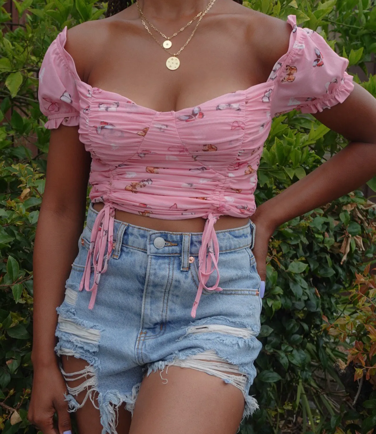 Lani Butterfly Top(Barbie Pink)