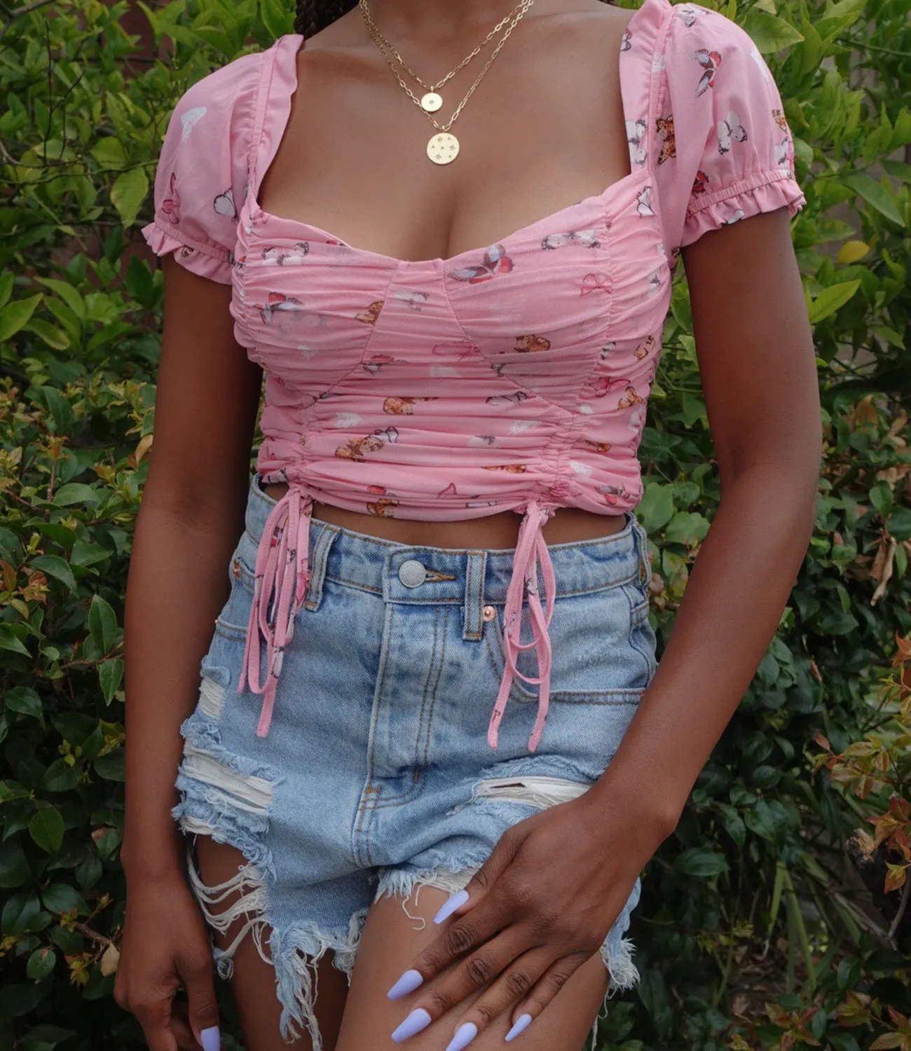 Lani Butterfly Top(Barbie Pink)