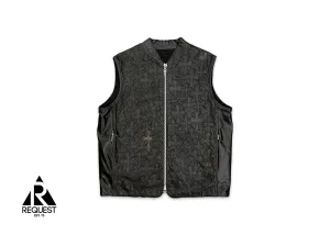 Leather Cross Patches Vest "Black"