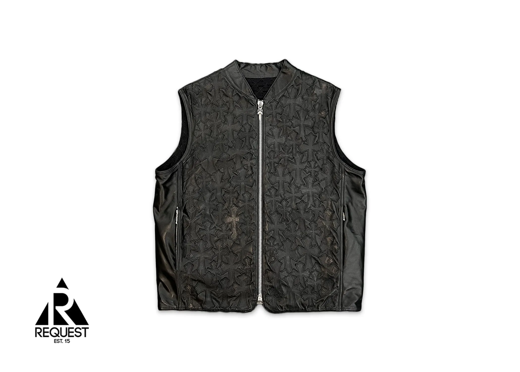 Leather Cross Patches Vest "Black"