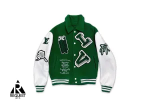 Leather Varsity Jacket "Green & White"