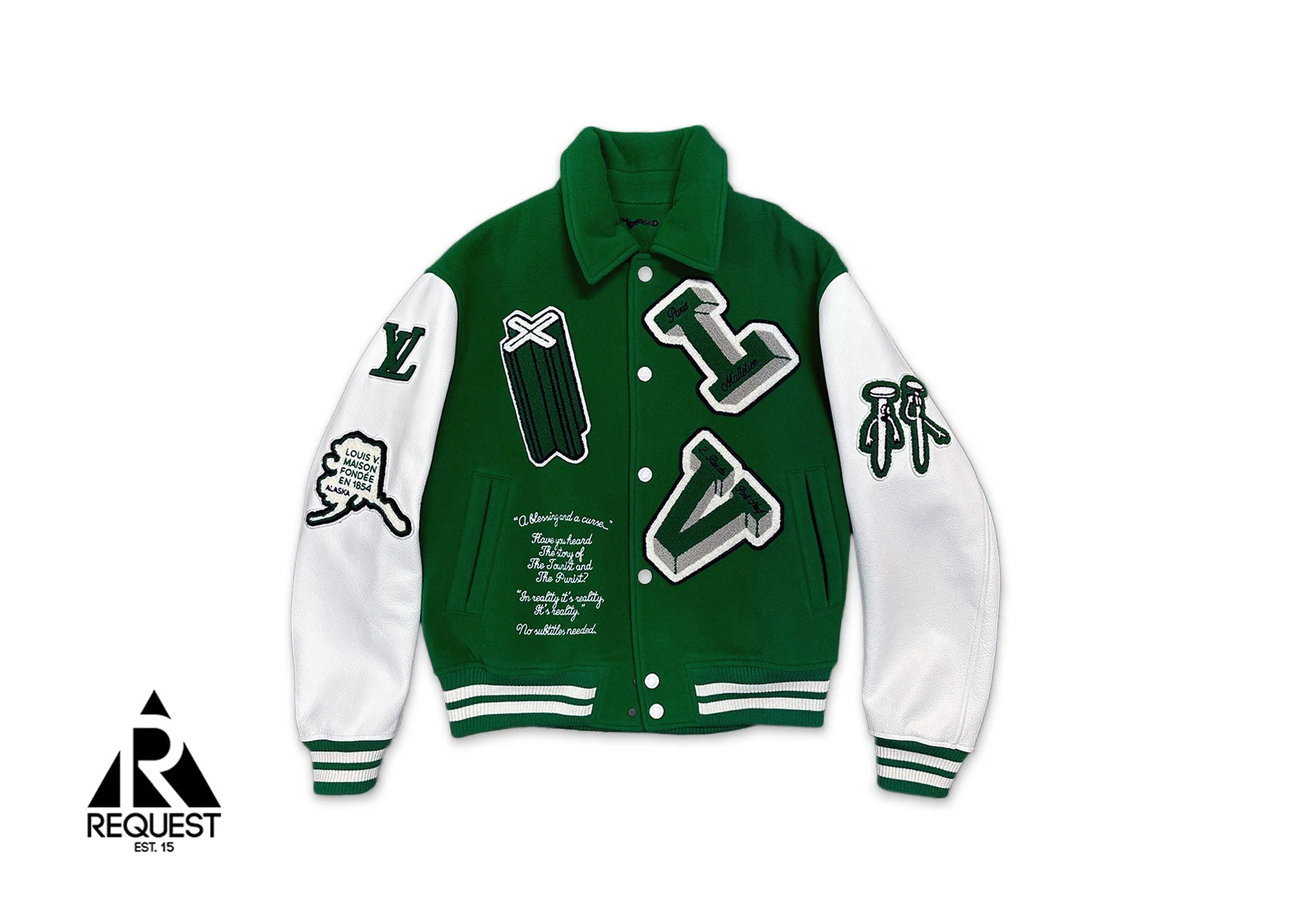 Leather Varsity Jacket "Green & White"
