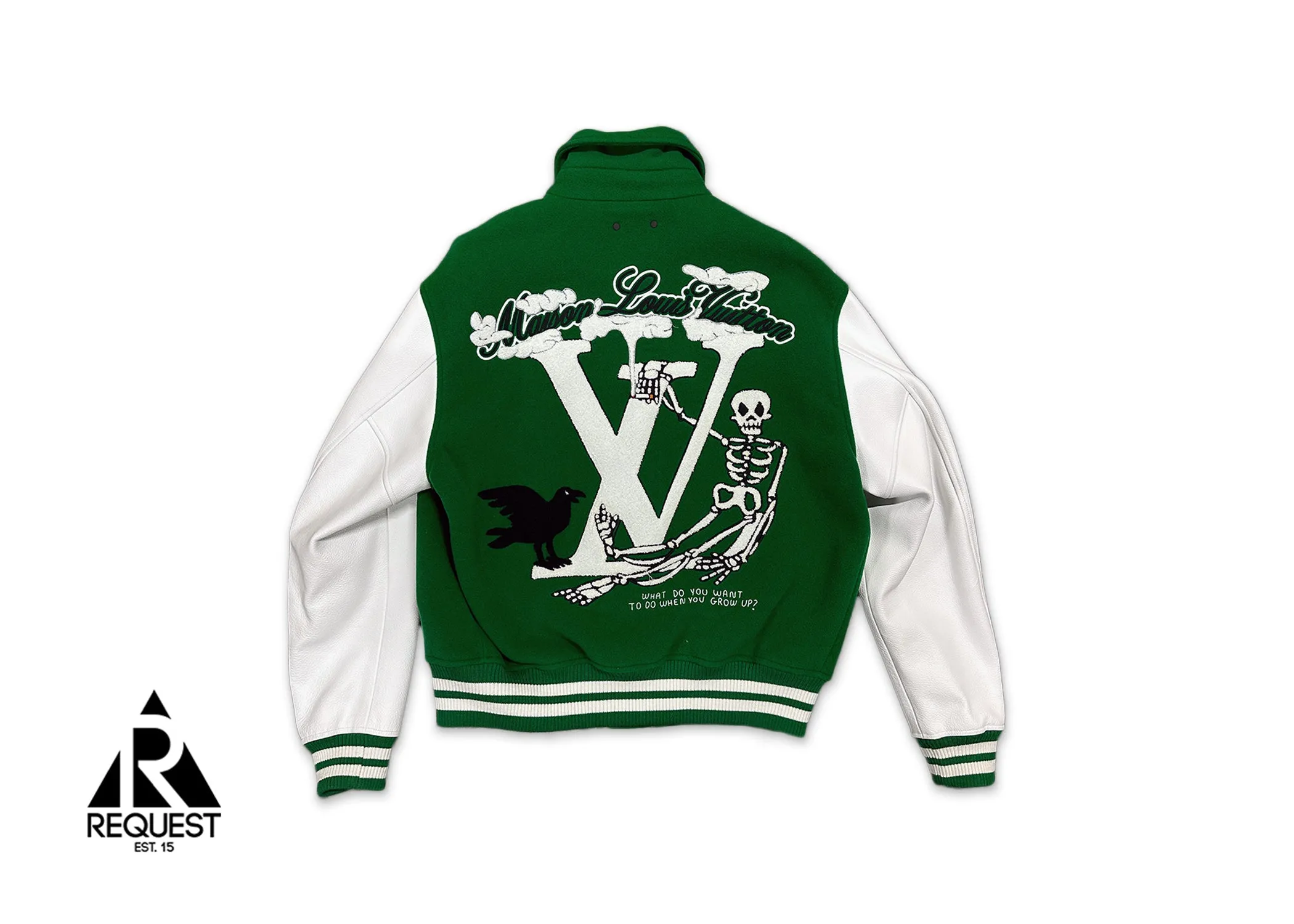 Leather Varsity Jacket "Green & White"