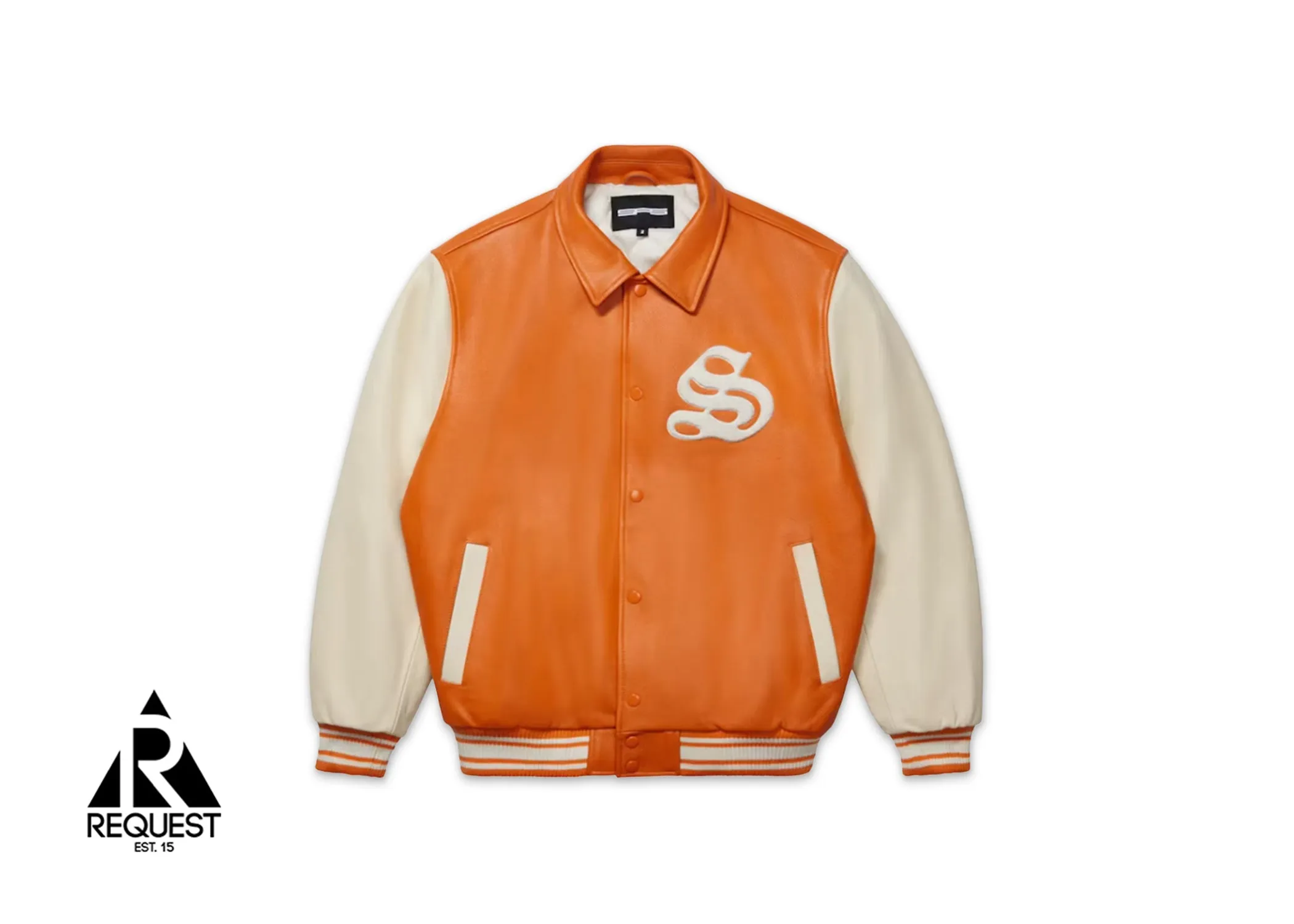 Leather Varsity Jacket "Orange"