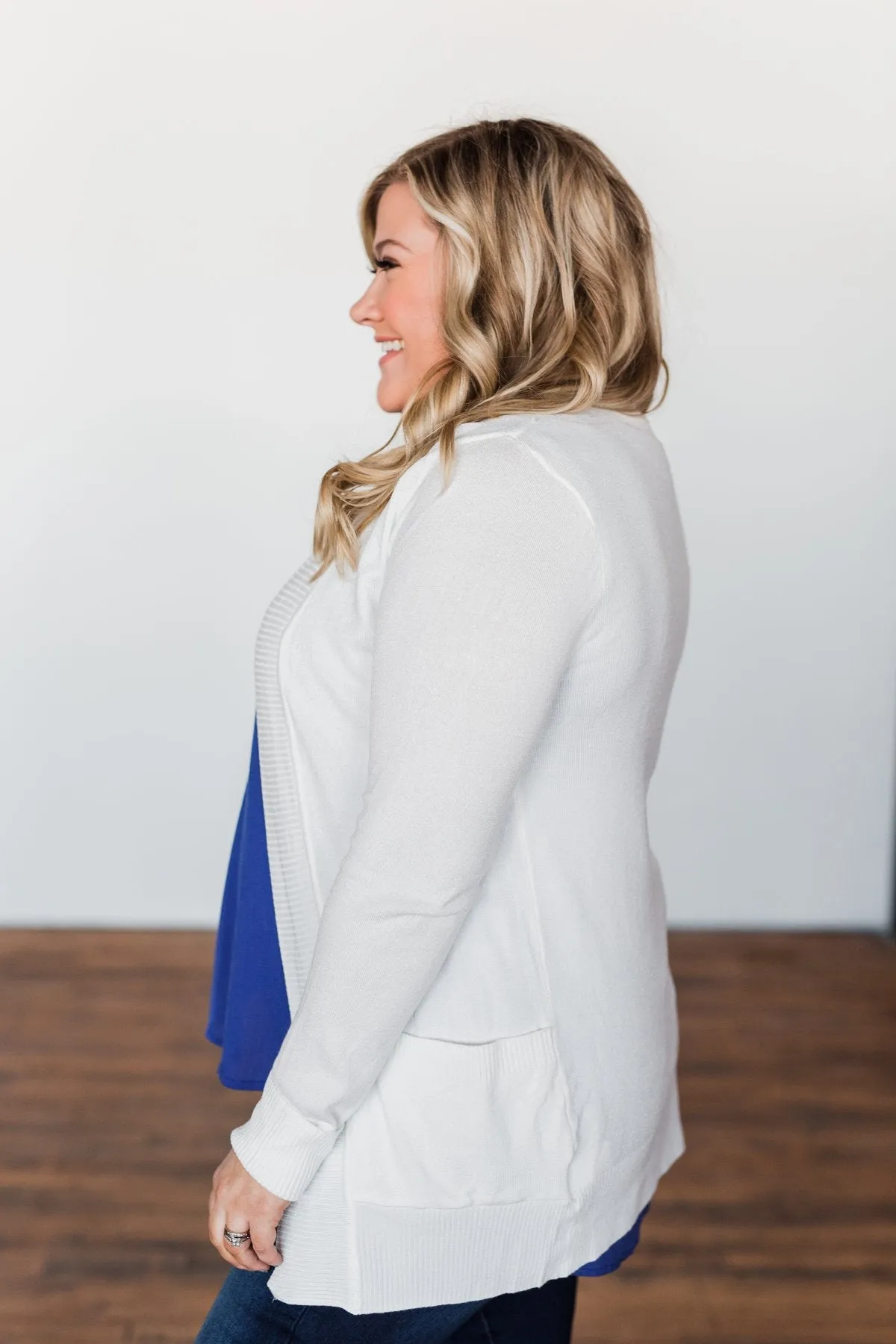 Light Weight Open Front Cardigan- Off White