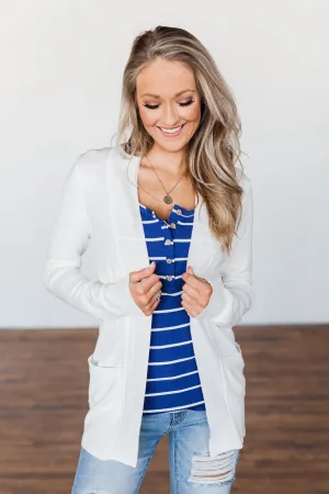 Light Weight Open Front Cardigan- Off White