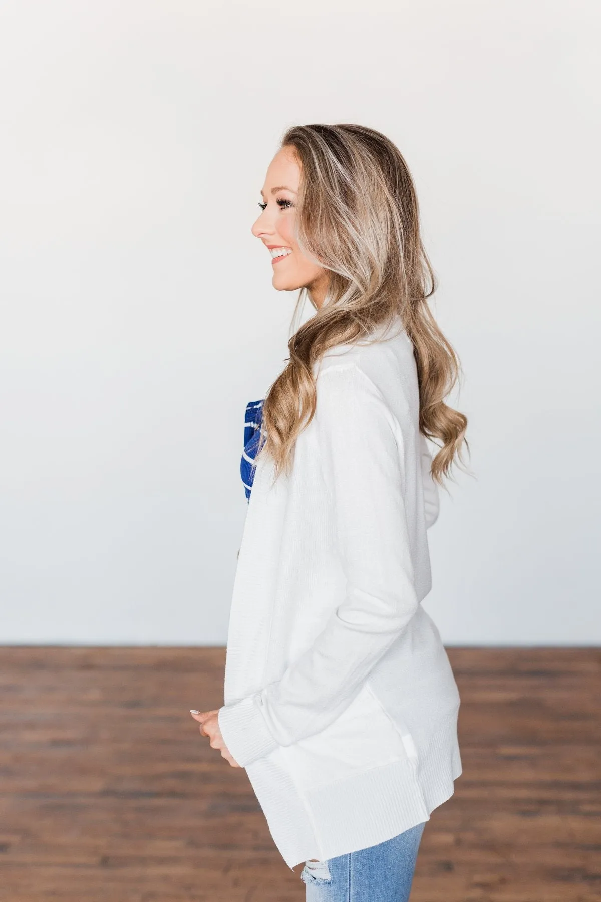 Light Weight Open Front Cardigan- Off White