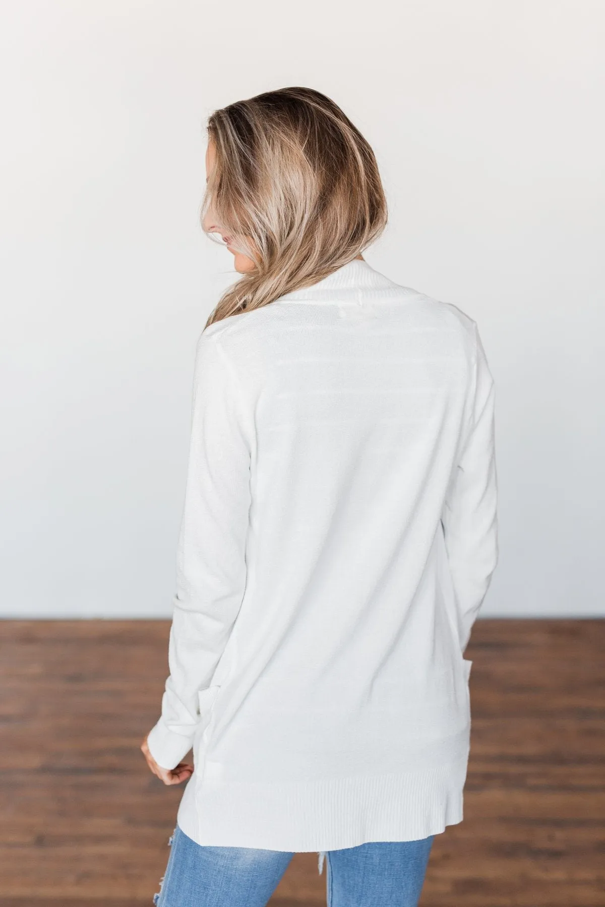 Light Weight Open Front Cardigan- Off White